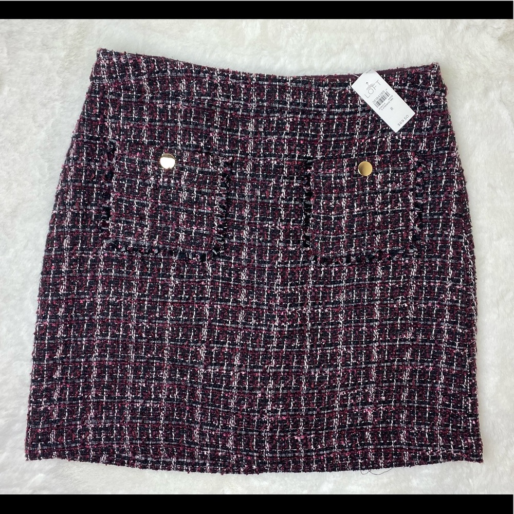 NWT LOFT Boucle Pocket Shift Skirt size 8 Tweed Skirts